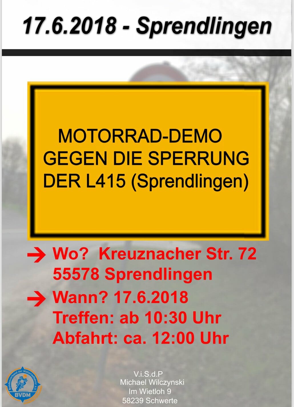 Demo gegen Sperrung der L415 für Motorräder 2 Demo gegen Sperrung L415