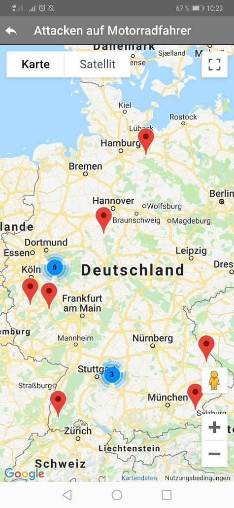 Motorrad Nachrichten App Karte der Schande2