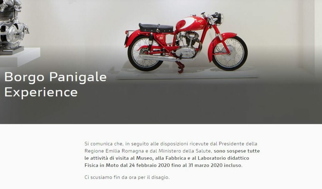 Museen von Ducati und Piaggio vorübergehend geschlossen 28 Museum geschlossen
