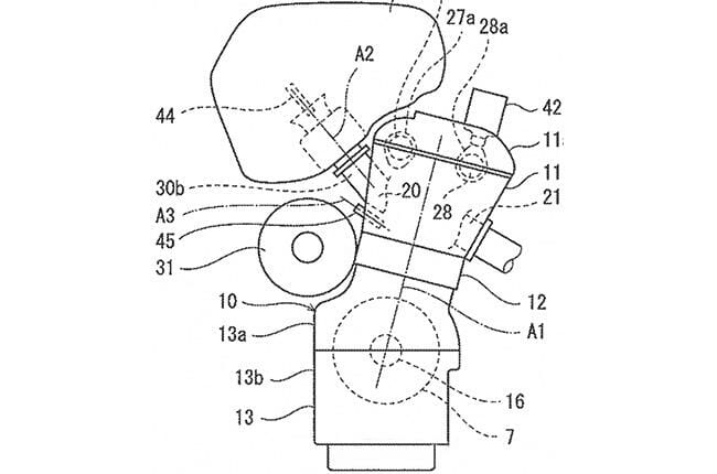 Kawasaki patent: two-stroke engine with cross-plane crank and compressor for hybrid 1 Kawasaki crossplane 2 stroke
