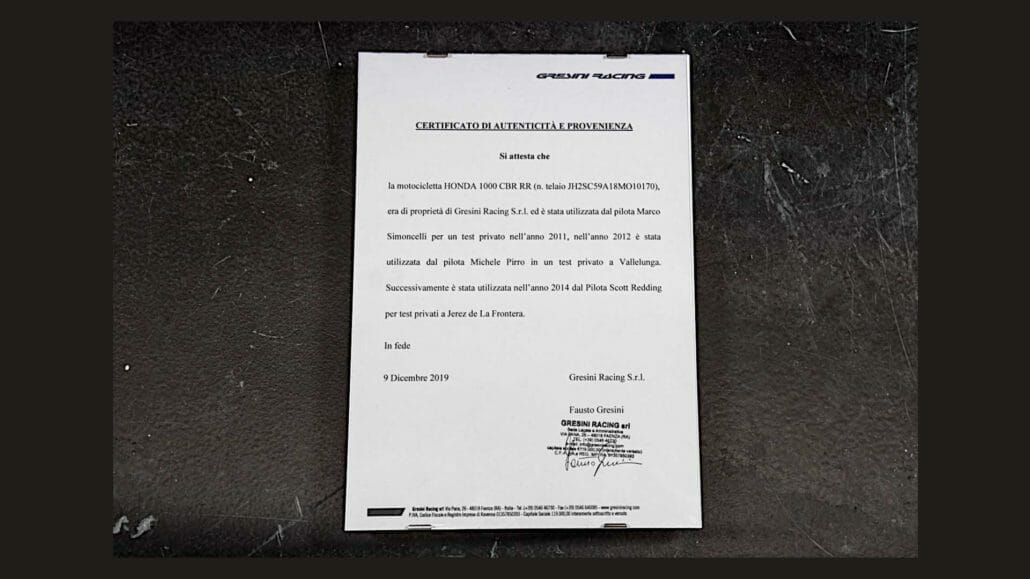 Test-Bike von Marco Simoncelli #58 wird verkauft 1 Marco Simoncelli Motorcycle 1