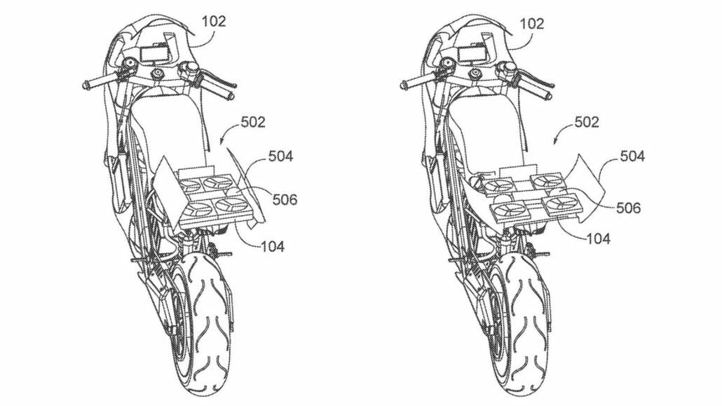 Patent - motorcycle equipped with drones 2 Honda Drohnenpatent 2