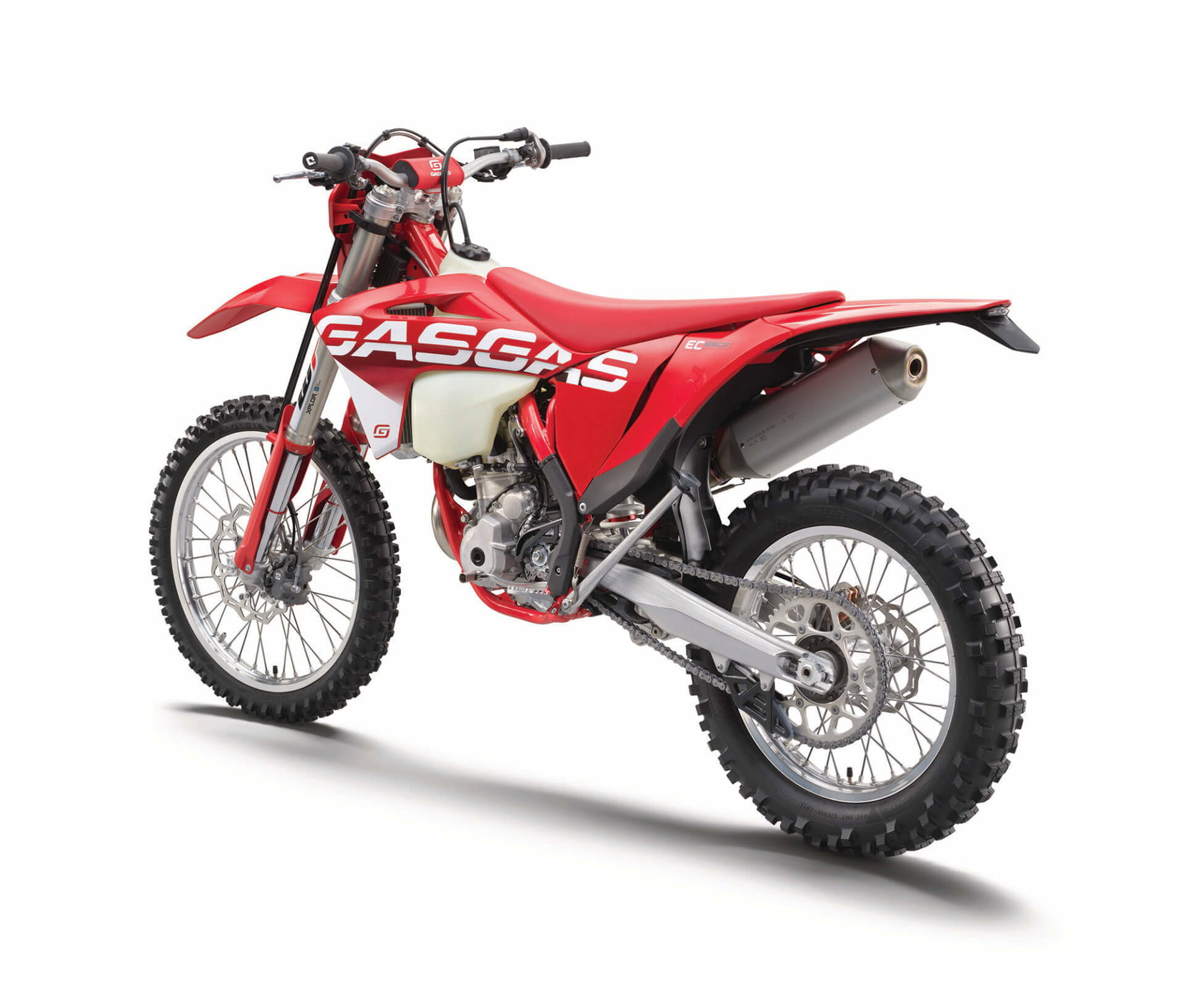 GasGas EC 350F Enduro in roter Lackierung, Seitenansicht