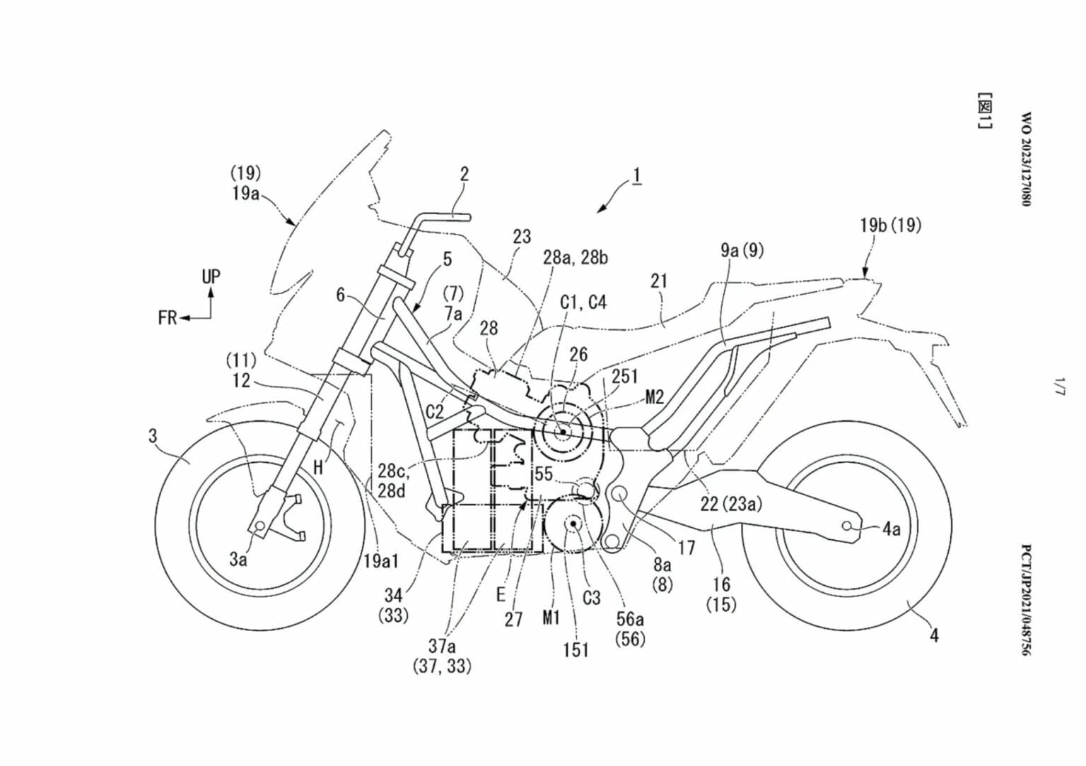 Honda und die Evolution des Hybridmotorrads Honda Patent Hybridmotorrad 2 1