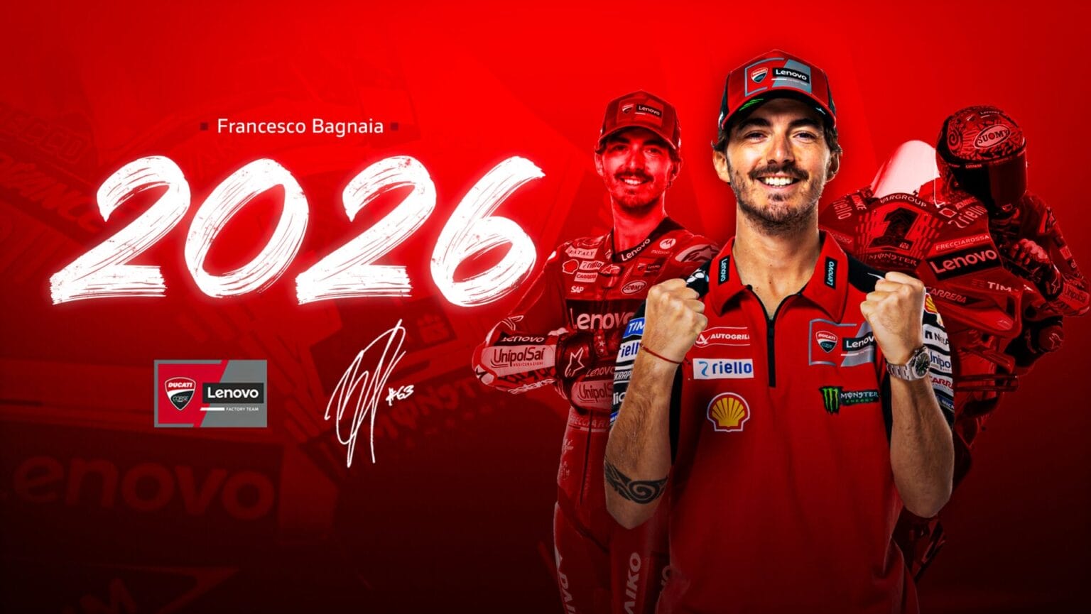 Ducati and Bagnaia continue their success story: contract extension until 2026 Pecco 2026 HOR UC608642 High