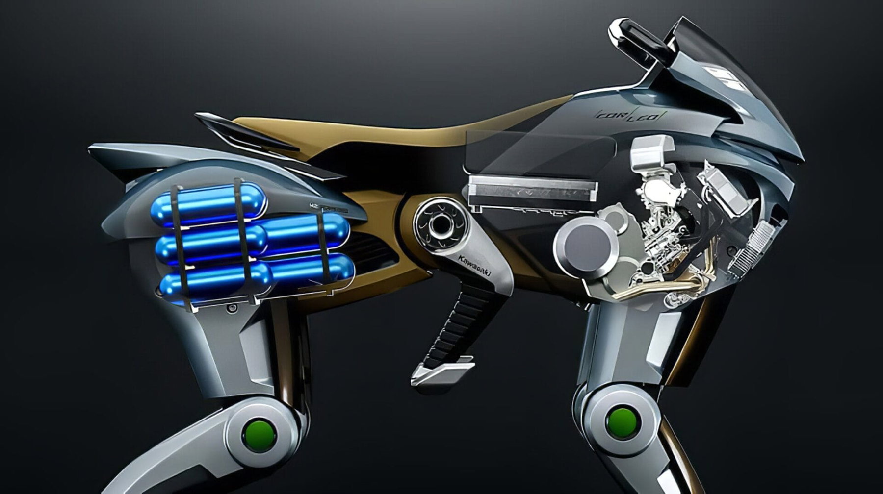 Kawasaki Corleo: Ohne Sensorkleidung läuft das Roboterpferd nicht 3 Kawasaki Corleo mit vier gelenkigen Beinen und gefederten Elementen im Gelände