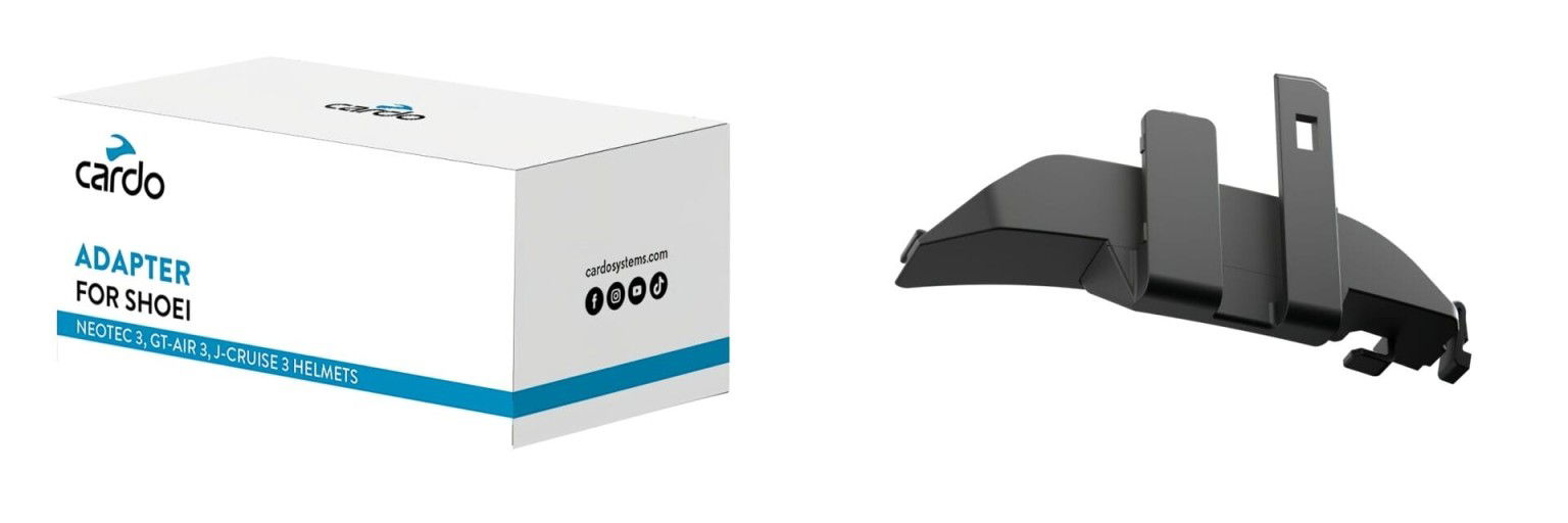 Perfect integration for Shoei Gen 3 helmets: Cardo presents new adapter for PACKTALK systems CardoAdapterCollage
