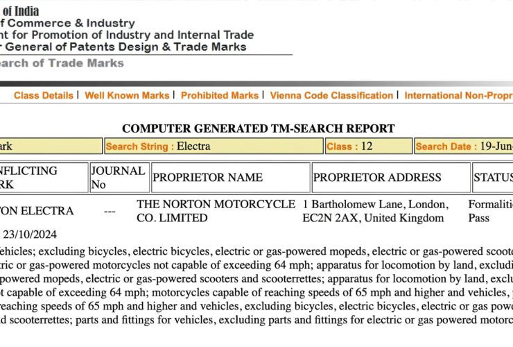 Norton Electra: Traditional brand plans to enter the lightweight motorcycle segment 54 NortonElektraAnmeldung