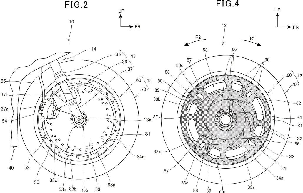 Revolution am Vorderrad: Honda entwickelt neuartiges Brems- und Felgendesign zur Reduzierung von Reifentemperaturen Honda Patent Bremssystem 2 1