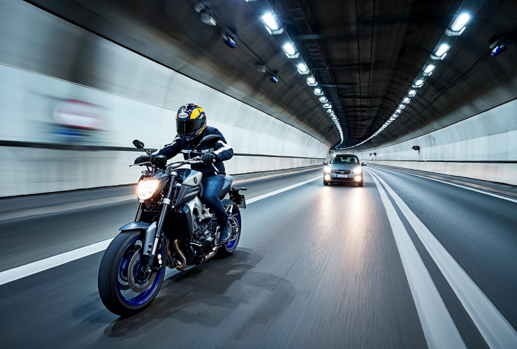 Lifetime driving ban for British motorcyclist after 47 overtaking maneuvers in the Gotthard Tunnel 45 Motorradfahrer im Tunnel