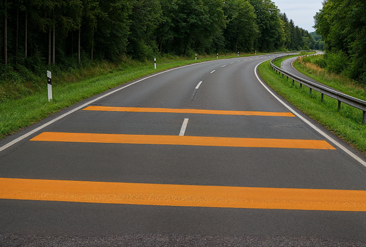 Rumble strips to combat speeding: new safety measure introduced on accident-prone stretch of road in Thuringia 39 AI-generated
