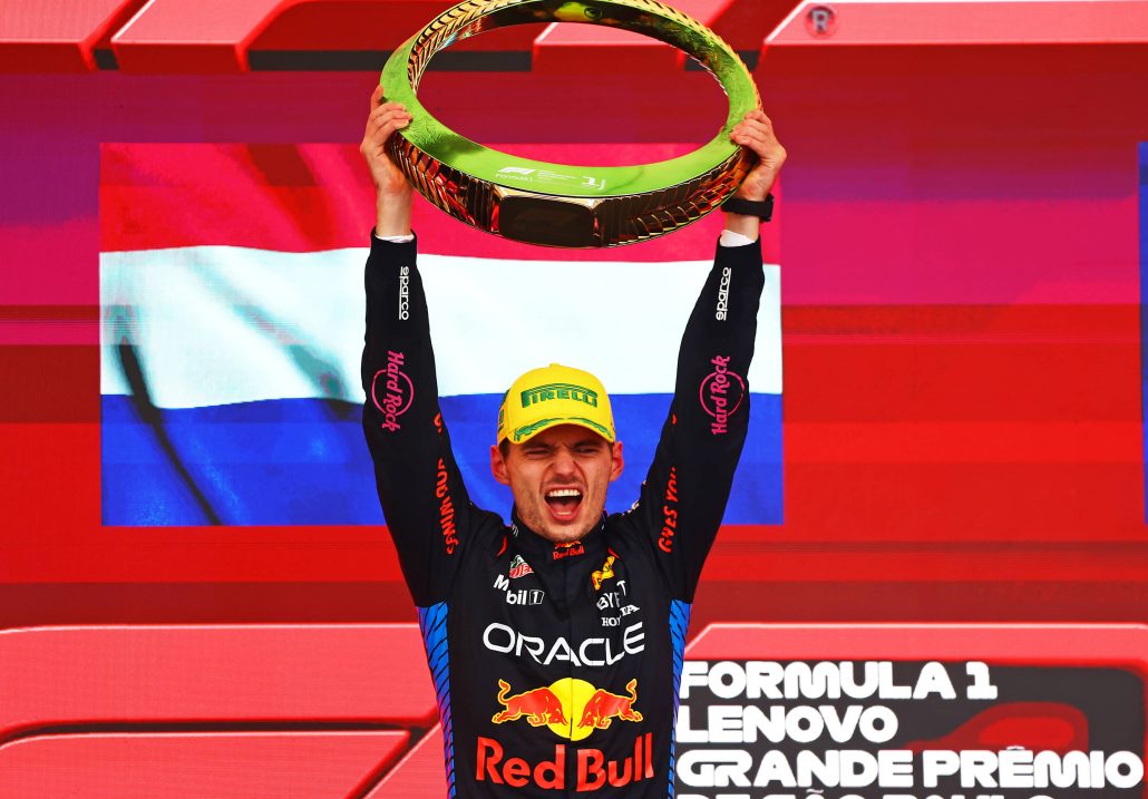 max verstapen 2024 f1 world champion brazil podium