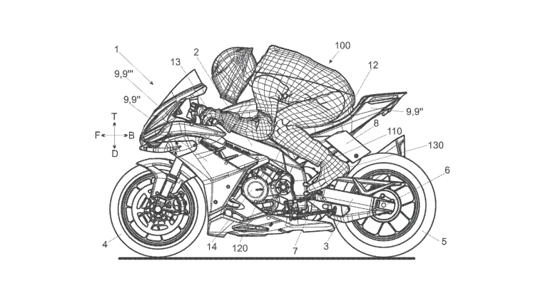 Aprilia zeigt Patent für Leg Wings an Straßenmotorrädern Aprilia Leg Wings Patent 2 1
