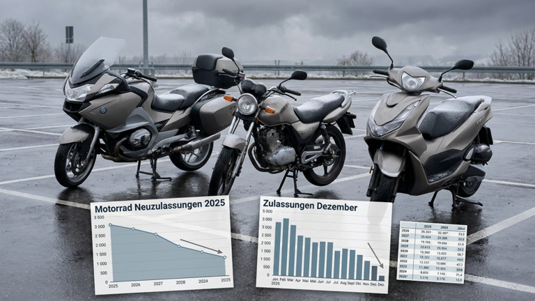 Motorrad Neuzulassungen 2025 Deutlicher Rückgang bei Krafträdern, schwaches Jahr für 125er und Roller Zulassungszahlen 2025