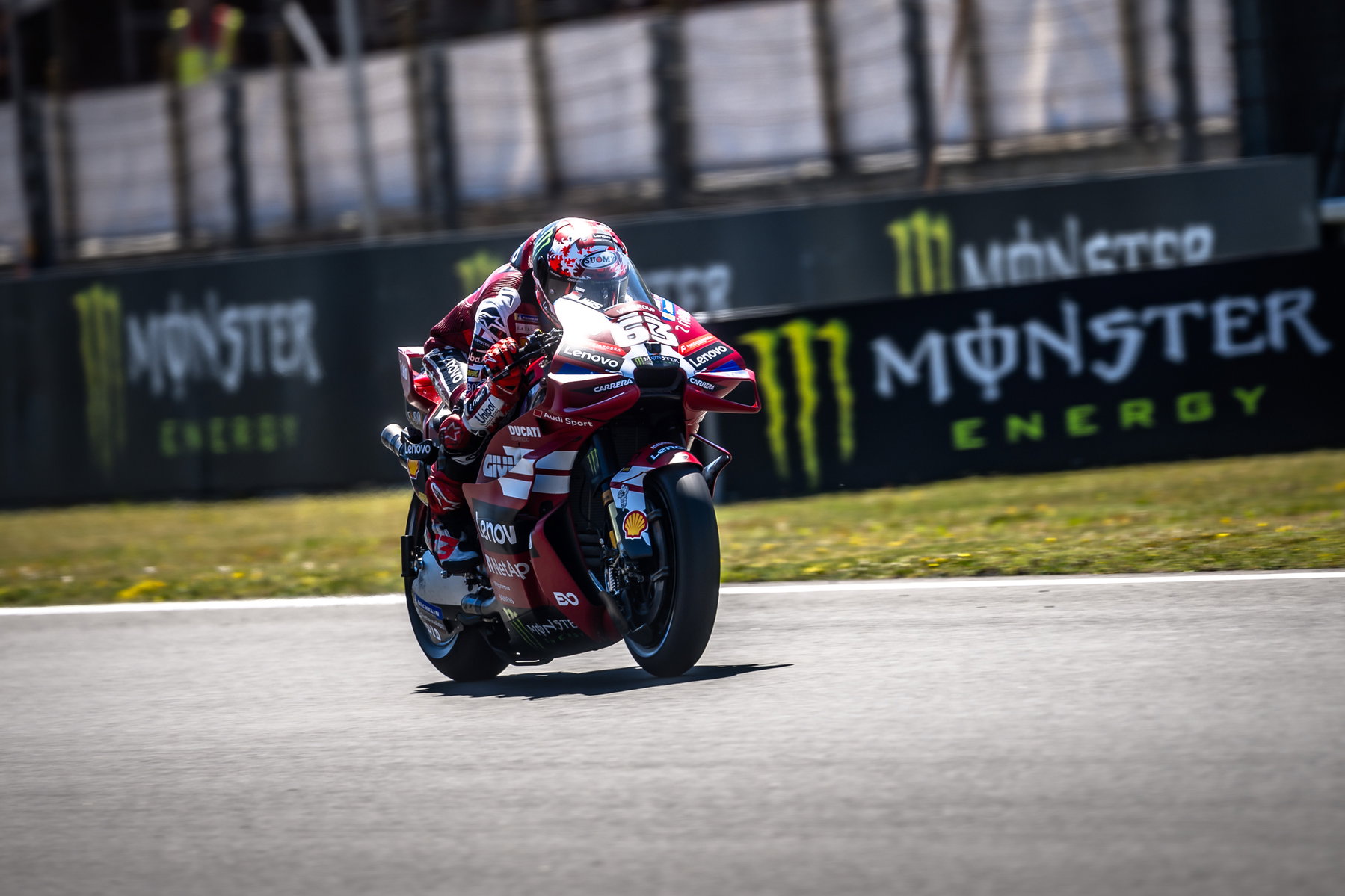 Bagnaia wins Brno Sprint: Bezzecchi crash costs championship points 1 Pecco Bagnaia on the Ducati Desmosedici in front view – MotoGP Czech GP Brno 2026