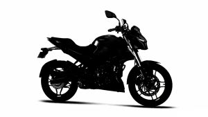 Bajaj Pulsar Classic Next Gen – Teaser-Silhouette des Naked Bikes im Seitenprofil vor weißem Hintergrund