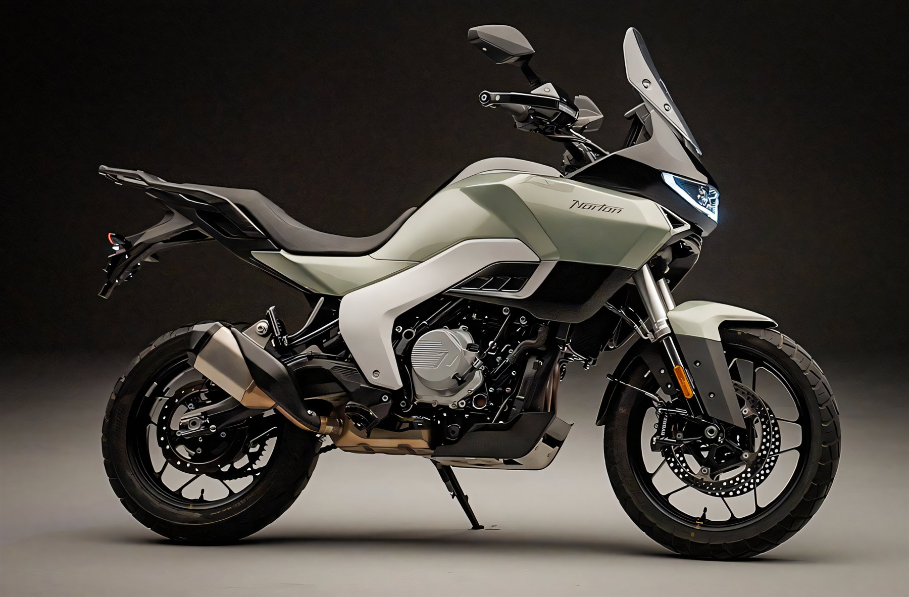 Norton Atlas und Atlas GT: Briten greifen in der Adventure-Mittelklasse an 1 Norton Atlas GT 2026 – Mittelklasse-Adventure-Tourer in Grün, Seitenansicht mit Gussrädern und 17-Zoll-Bereifung