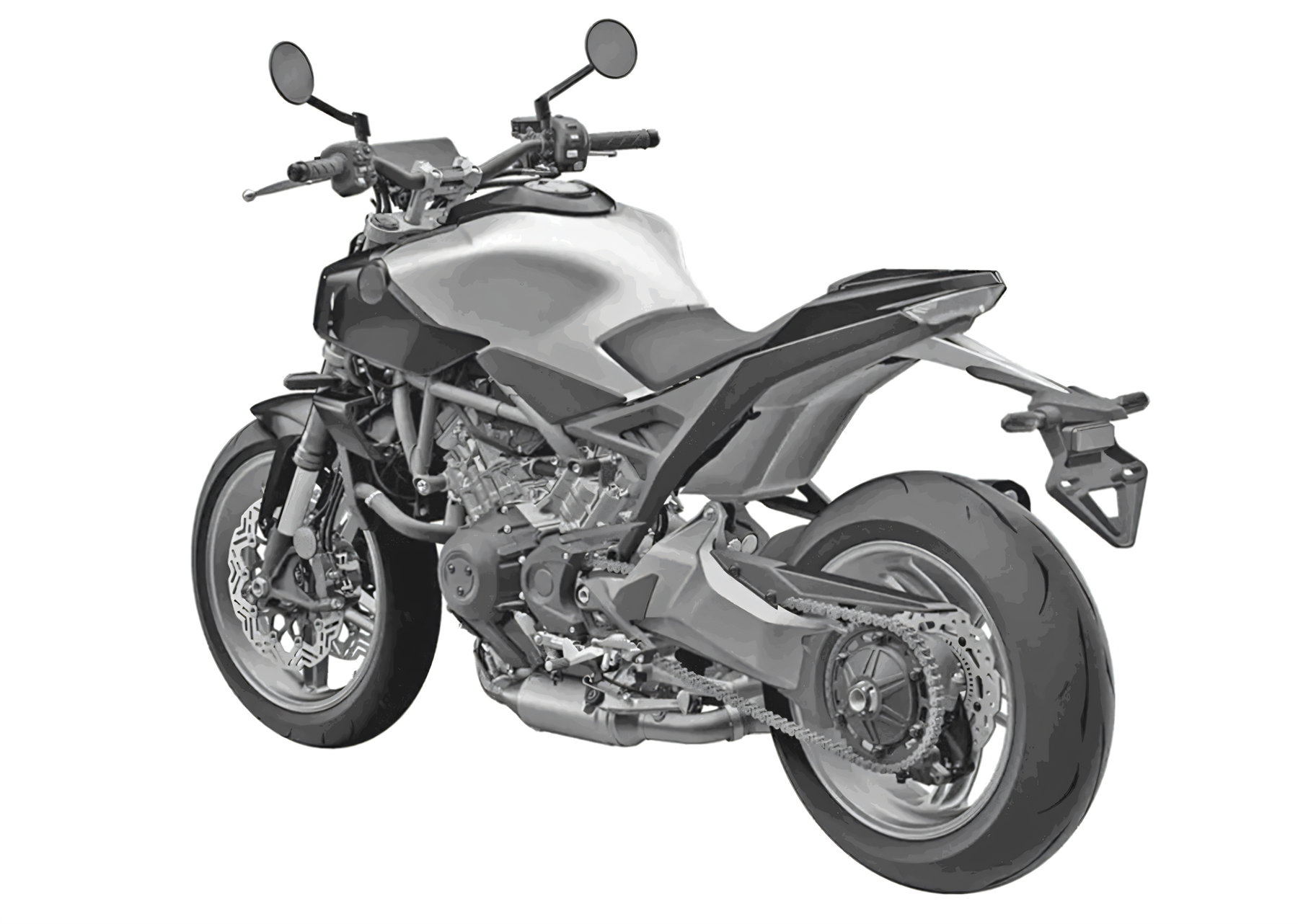 Honda V3R 900 Serienversion - Designzeichnung aus dem Patentverfahren