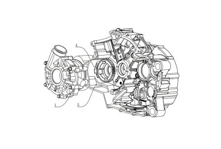 Benda Kompressor-Patent 2026 – Patentzeichnung des kompletten Motors mit angebautem Kompressor