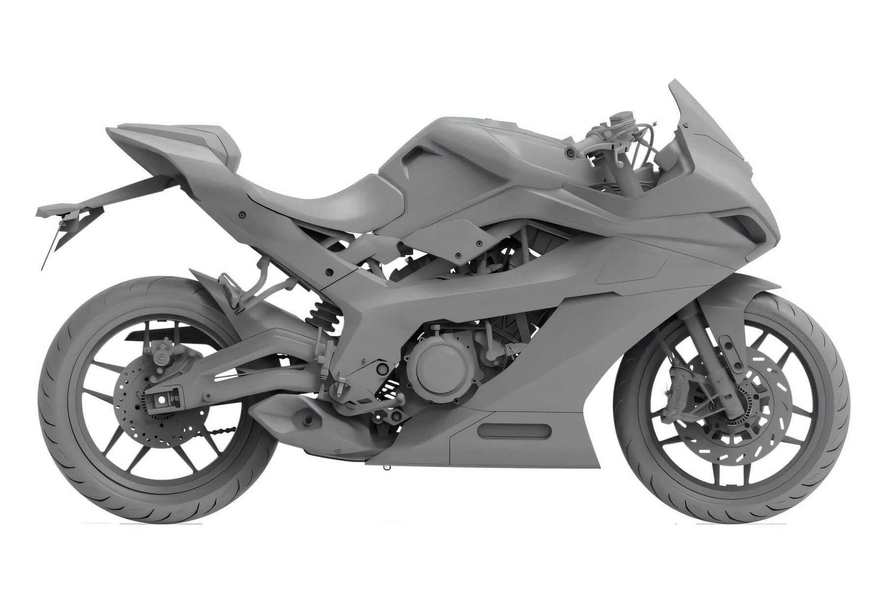 Benda VTR300 Turbo – graues Design-Rendering, Seitenansicht rechts mit Vollverkleidung