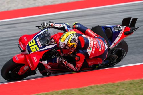 Joan Mir auf der Honda RC213V in Schräglage – MotoGP Catalunya GP Barcelona 2026