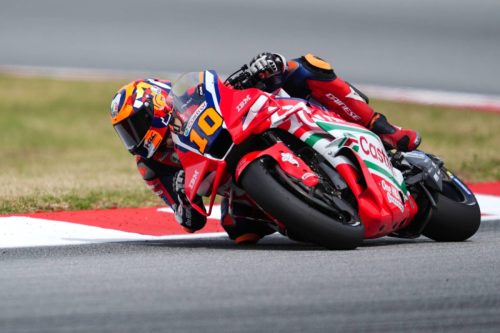 Luca Marini auf der Honda RC213V am Kurvenausgang – MotoGP Catalunya GP Barcelona 2026