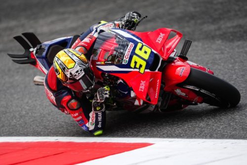 Joan Mir auf der Honda RC213V in Schraglage Frontansicht – MotoGP Italien GP Mugello 2026