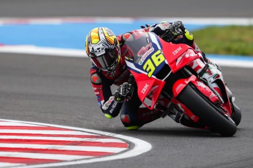 Joan Mir auf der Honda RC213V in Schräglage – MotoGP Ungarn GP Balaton Park 2026