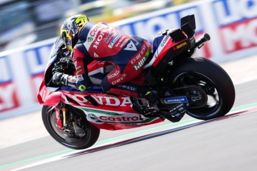 Joan Mir auf der Honda RC213V in Schräglage – MotoGP Ungarn GP Balaton Park 2026
