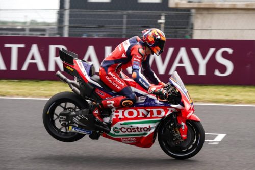 Luca Marini auf der Honda RC213V in voller Fahrt, Nahaufnahme – MotoGP Ungarn GP Balaton Park 2026
