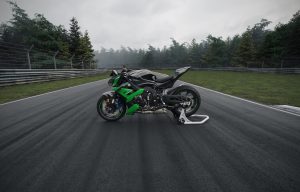 BMW M 1000 R Edition 100 Jahre Nürburgring 2027 – Seitenansicht links mit freiliegendem Vierzylinder und Carbonrädern