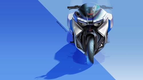 BMW Motorrad Vision K18 – Designskizze Frontansicht mit sechs LED-Scheinwerfern und markanter Ansaugung
