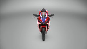 Honda CBR500R FOUR 2027 in Ignition Red Tricolour – Studioaufnahme, Frontansicht