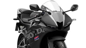 Honda CBR600RR 2027 in Matt Ballistic Black Metallic mit Zubehör aus dem Sport-Paket und Soziussitzabdeckung
