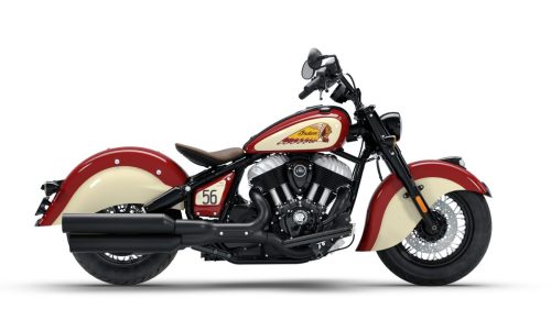 Studioaufnahme der rechten Seitenansicht, freigestellt vor weißem Hintergrund, mit Thunderstroke 116 V-Twin und Vintage Espresso Solo-Sitzbank