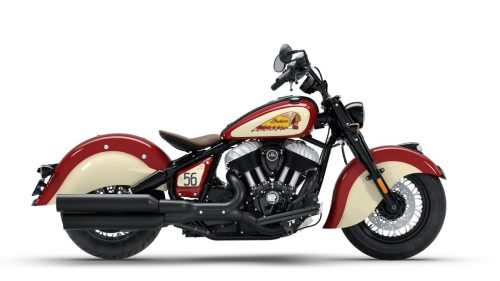 Studioaufnahme der rechten Seitenansicht, freigestellt vor weißem Hintergrund, mit Thunderstroke 116 V-Twin und Vintage Espresso Solo-Sitzbank