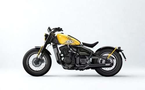 Letbe Punk 500 2026 – Seitenansicht von rechts in Freedom Yellow mit schwarzem Rahmen und gelben Gabelstandrohren vor weißem Studiohintergrund