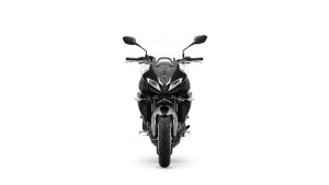 Triumph Tiger Sport 800 2027 in Sapphire Black – Frontansicht vor weißem Studiohintergrund