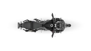 Triumph Tiger Sport 800 2027 in Sapphire Black – Draufsicht vor weißem Studiohintergrund