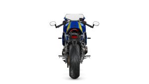 Yamaha XSR900 GP 2027 – Studioaufnahme Heckansicht in Legend Blue