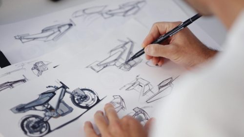 Zero Lompico Concept SF 2026 – Designskizzen auf Papier mit verschiedenen Perspektiven und Detailstudien des Konzepts